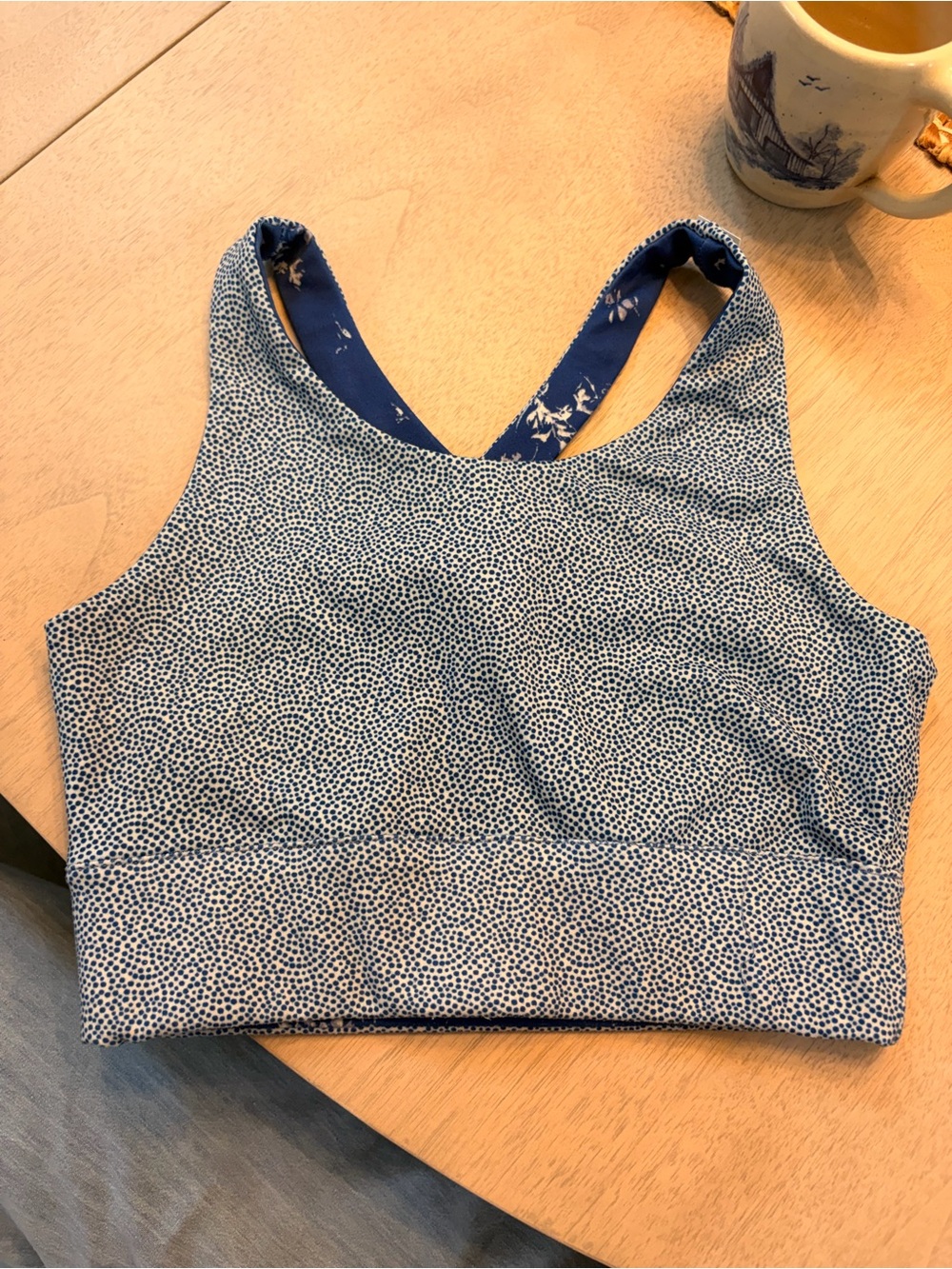 Reversible Blue Printed Sports Bra - Women